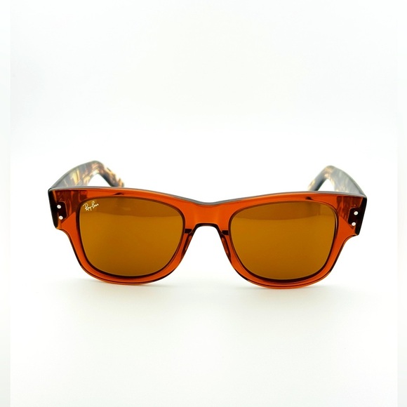 Ray-Ban Sunglasses Mega Wayfarer RB0840-S Polished Transparent Frame Brown Lens - Picture 10 of 16